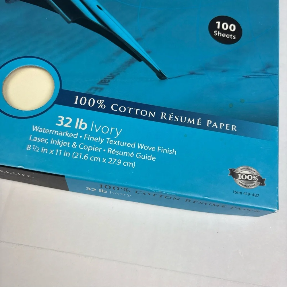 Worklife Cotton Resume Paper 32 lb Ivory Finely Texture Woven Finish 8.5x11